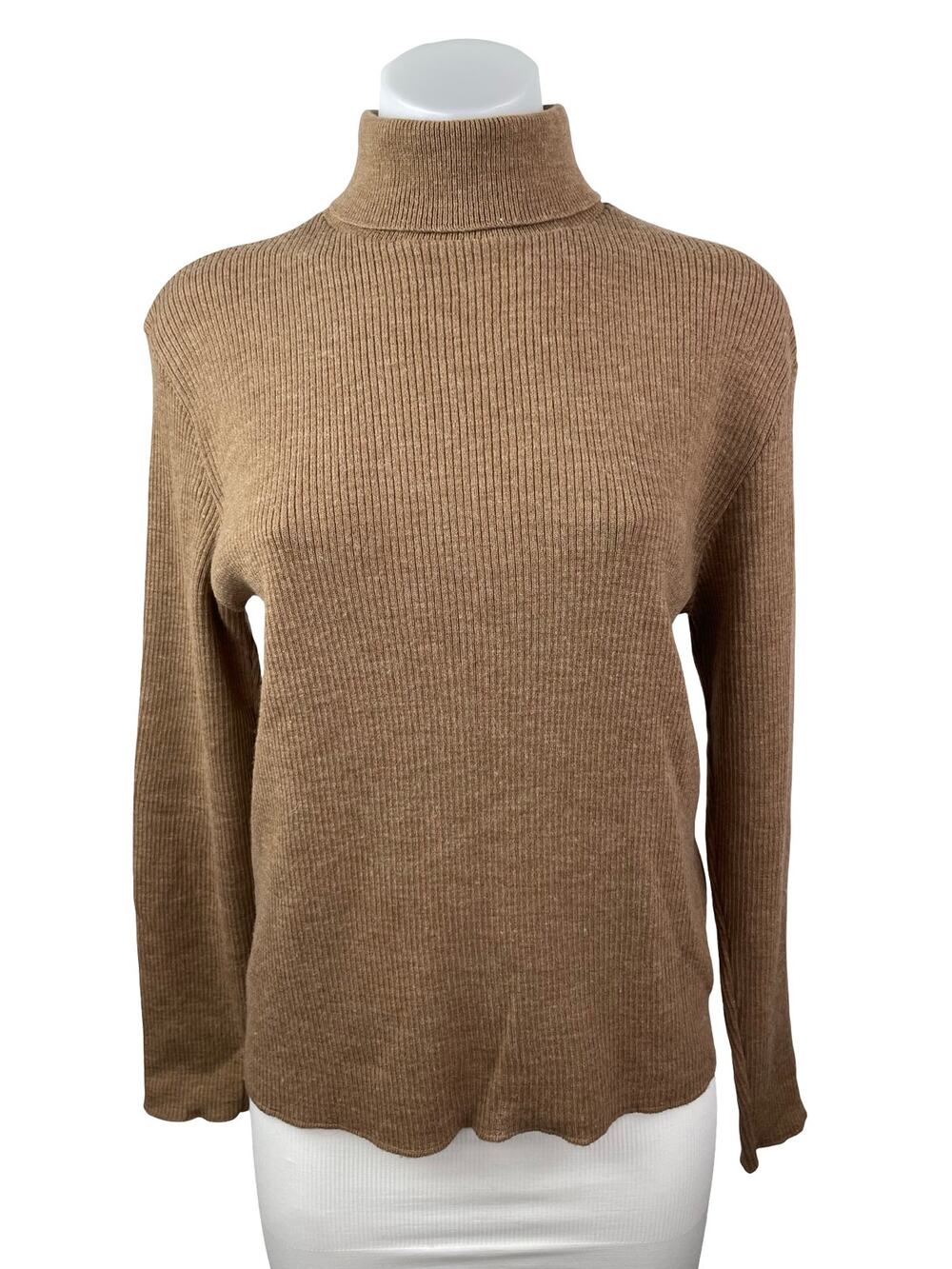 Pendleton Women's Tan 100% Wool Turtleneck Long Sleeve Knit Sweater Top Size 12